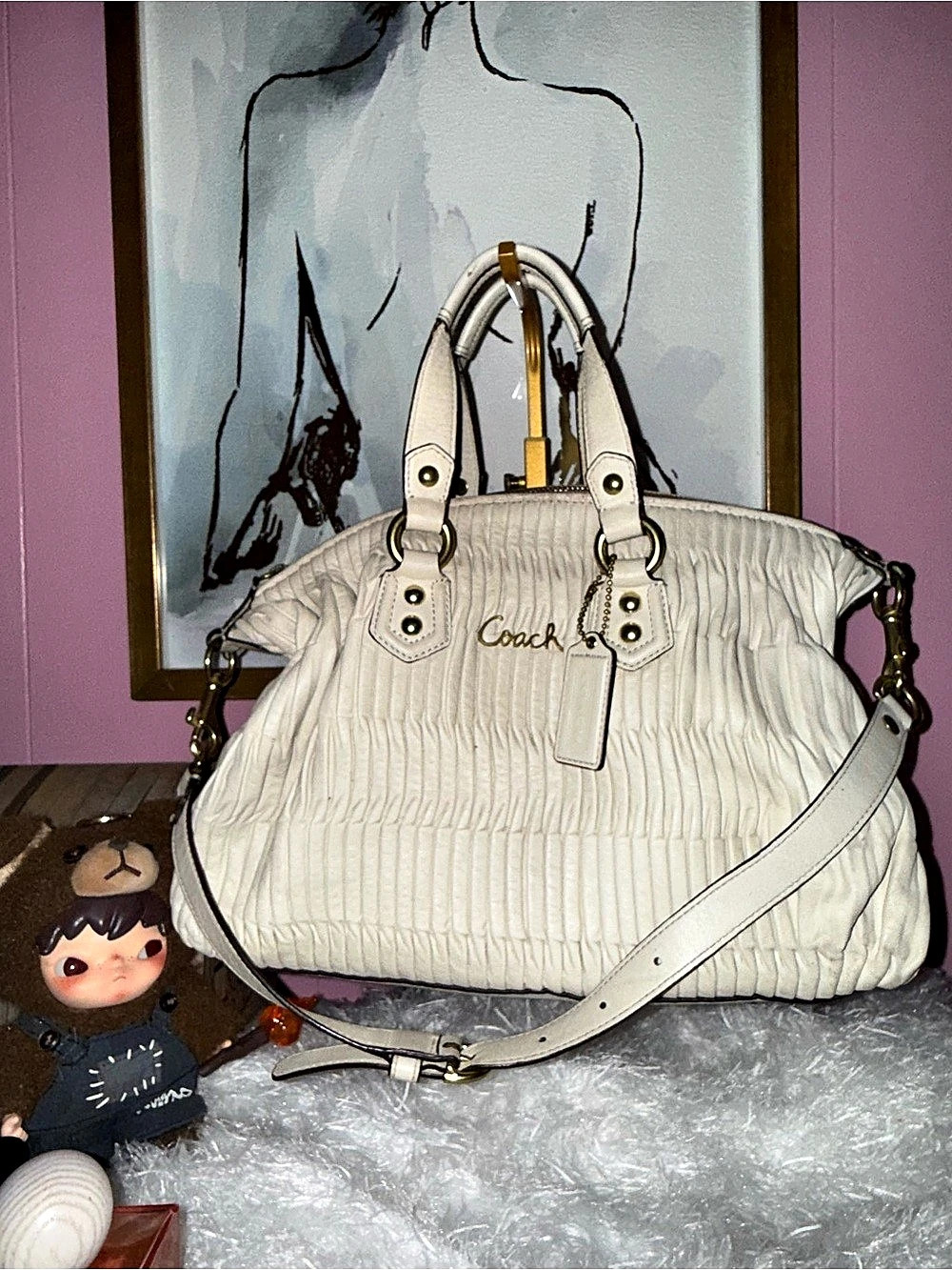 Coach Ashley Gathered Leather Satchel
